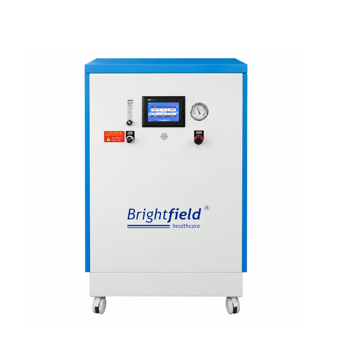 Brightfield Healthcare AE-8-NW high-flow oxygen concentrator, front view