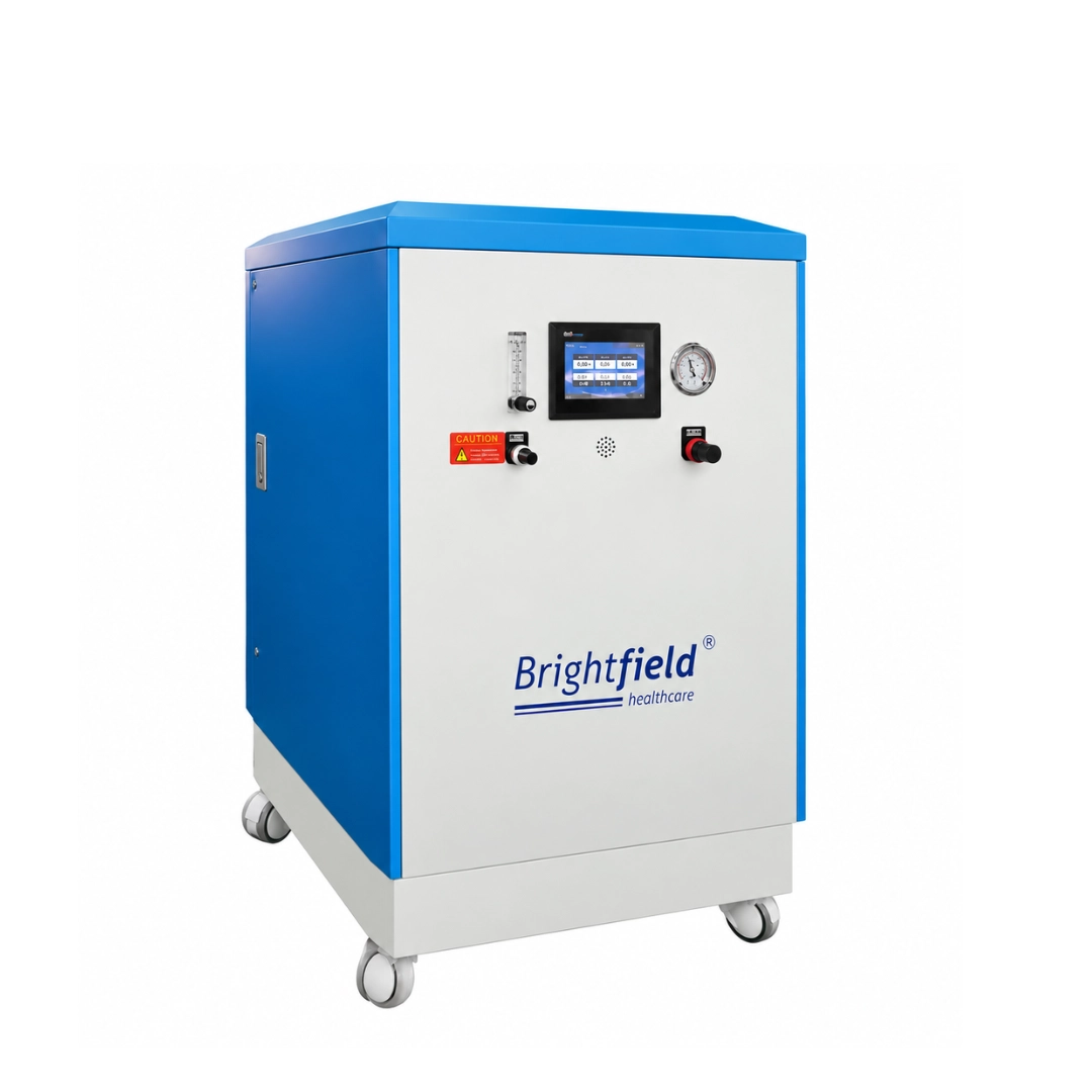 Brightfield Healthcare AE-8-NW high-flow oxygen concentrator, right-side view