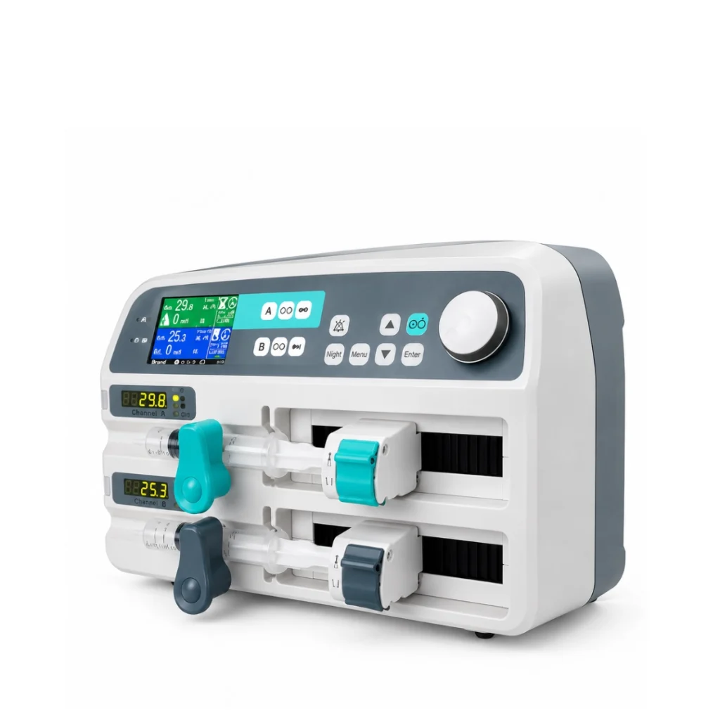 Brightfield Healthcare KL-702 syringe infusion pump, angled view