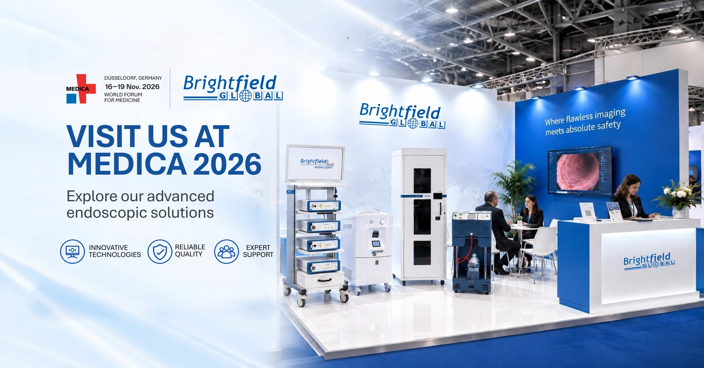 Brightfield endoscopes exhibition stand at MEDICA 2026 in Düsseldorf