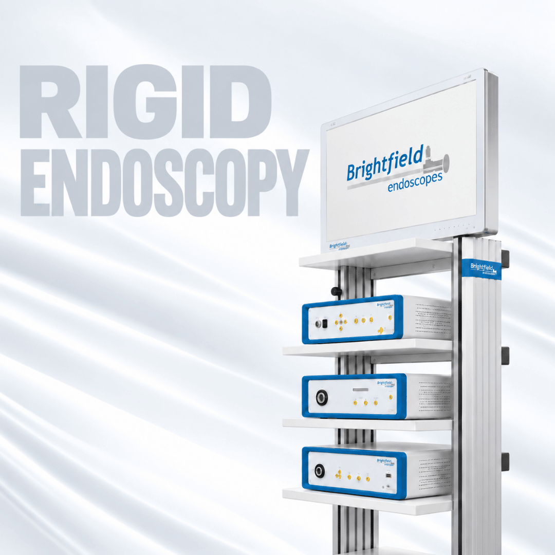 Brightfield rigid endoscopy system with medical monitor and endoscopic equipment